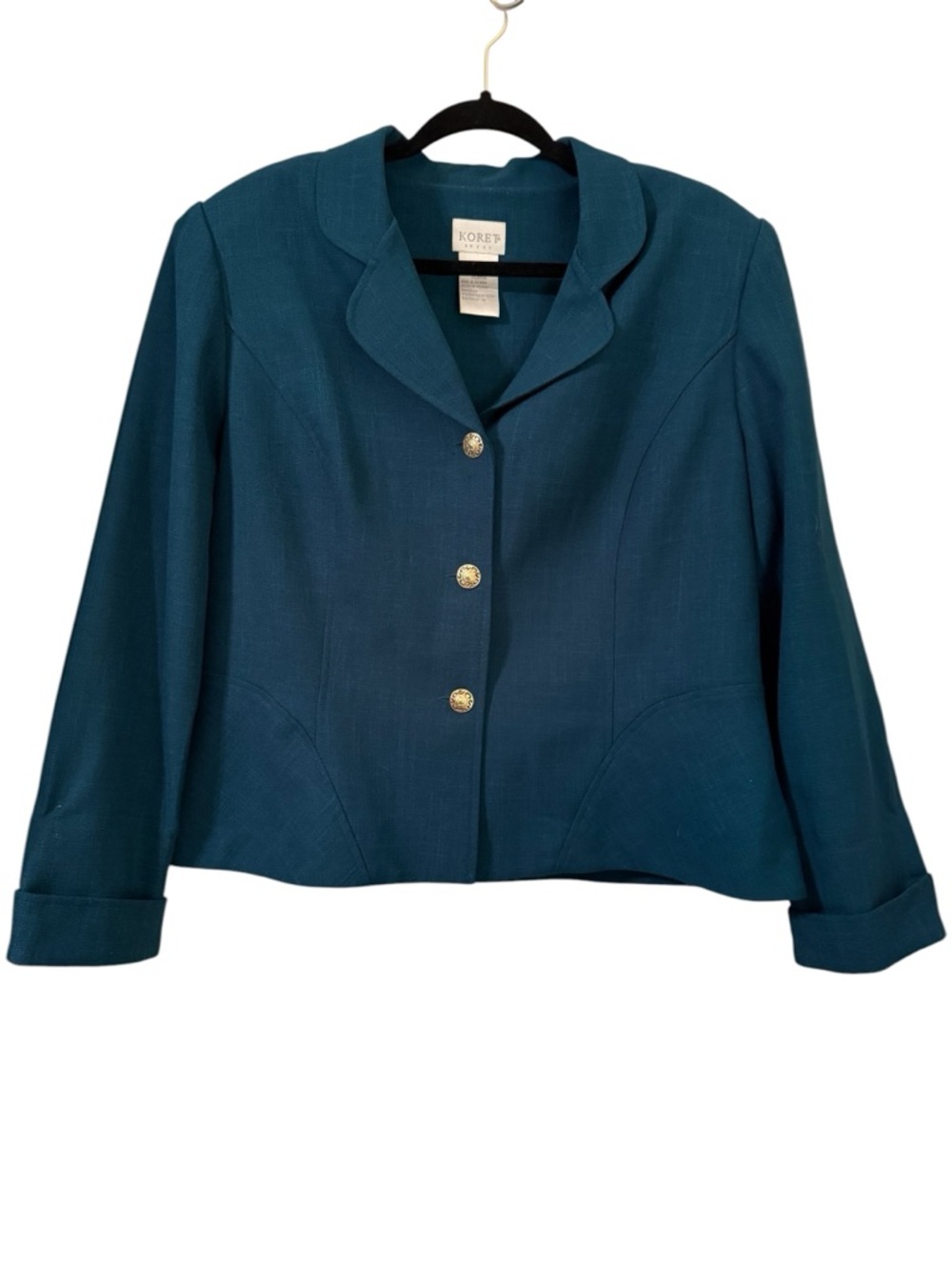 Koret Dark Green Blazer Jacket Gold Buttons Career Classic Size 16